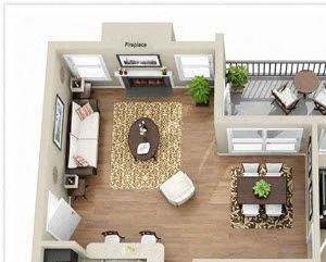 floor plan of a 1 bedroom 1 bath apartment
